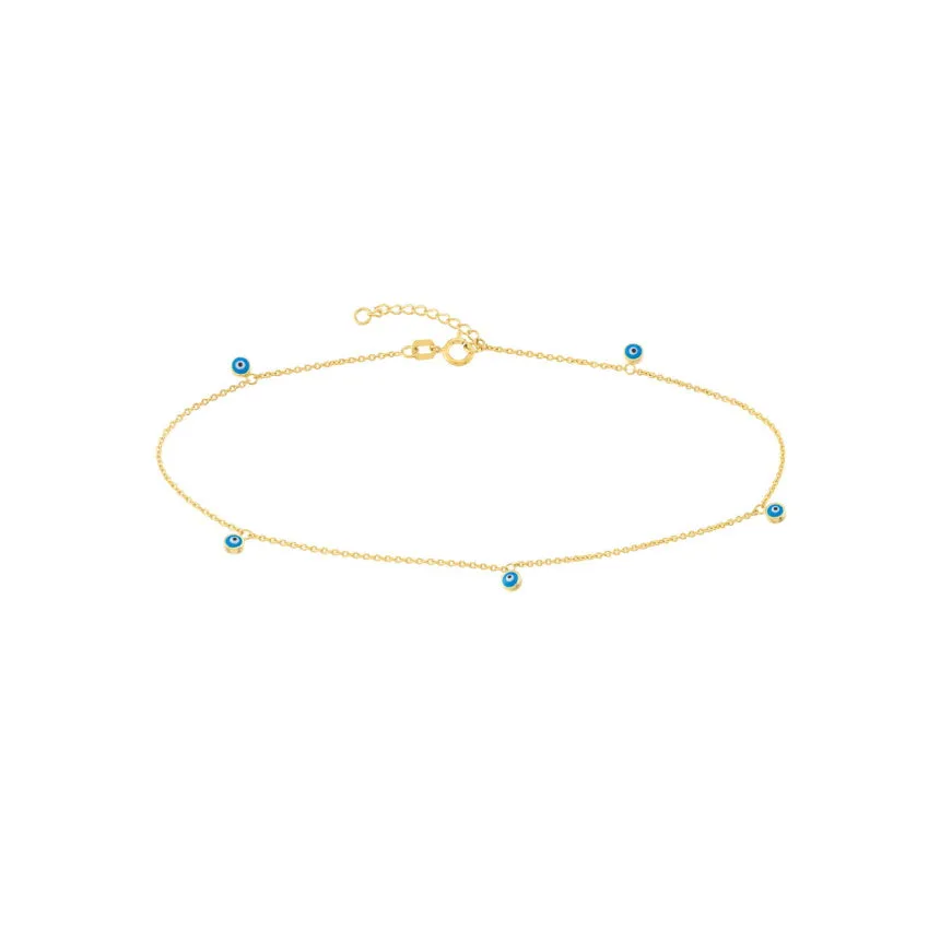 14K Gold Evil Eye Anklet