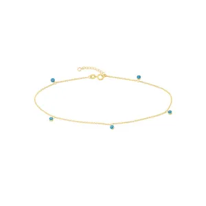 14K Gold Evil Eye Anklet