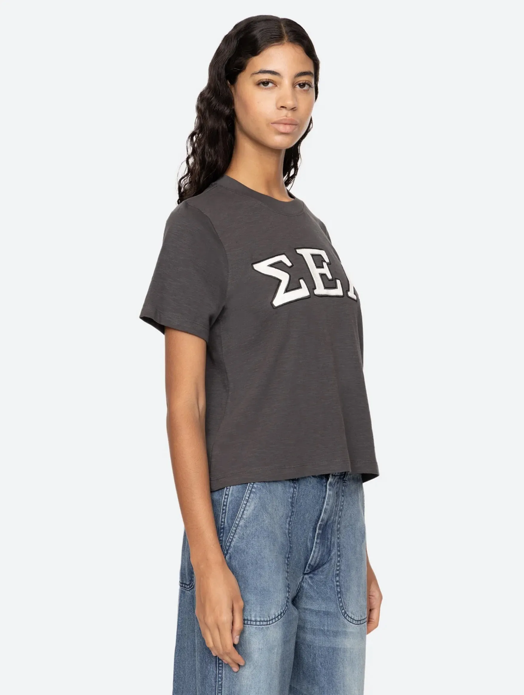 Adonis Embroidery Tee in Black