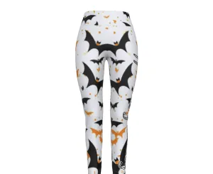 All Officially Sexy Halloween Collection Black and Orange Bats Women's High Waist Legging #2s