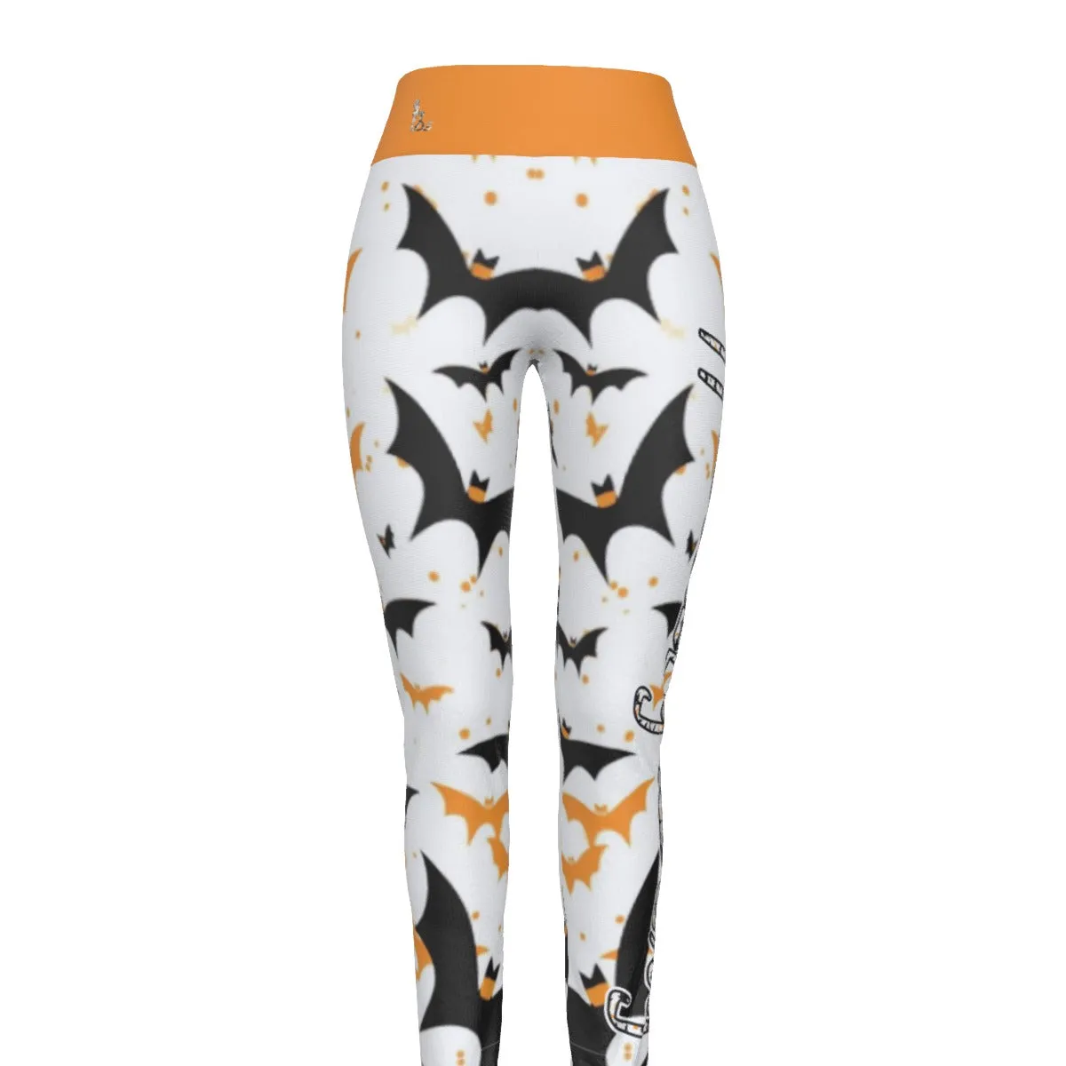 All Officially Sexy Halloween Collection Black and Orange Bats Women's High Waist Legging #2s