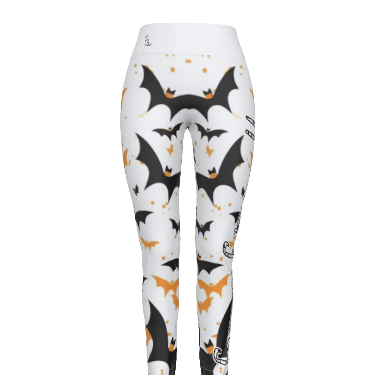 All Officially Sexy Halloween Collection Black and Orange Bats Women's High Waist Legging #2s