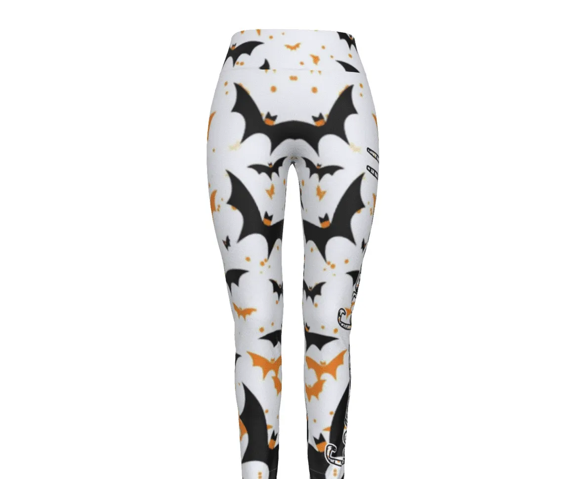 All Officially Sexy Halloween Collection Black and Orange Bats Women's High Waist Legging #2s
