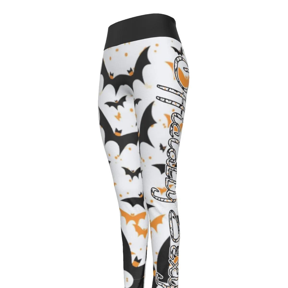 All Officially Sexy Halloween Collection Black and Orange Bats Women's High Waist Legging #2s