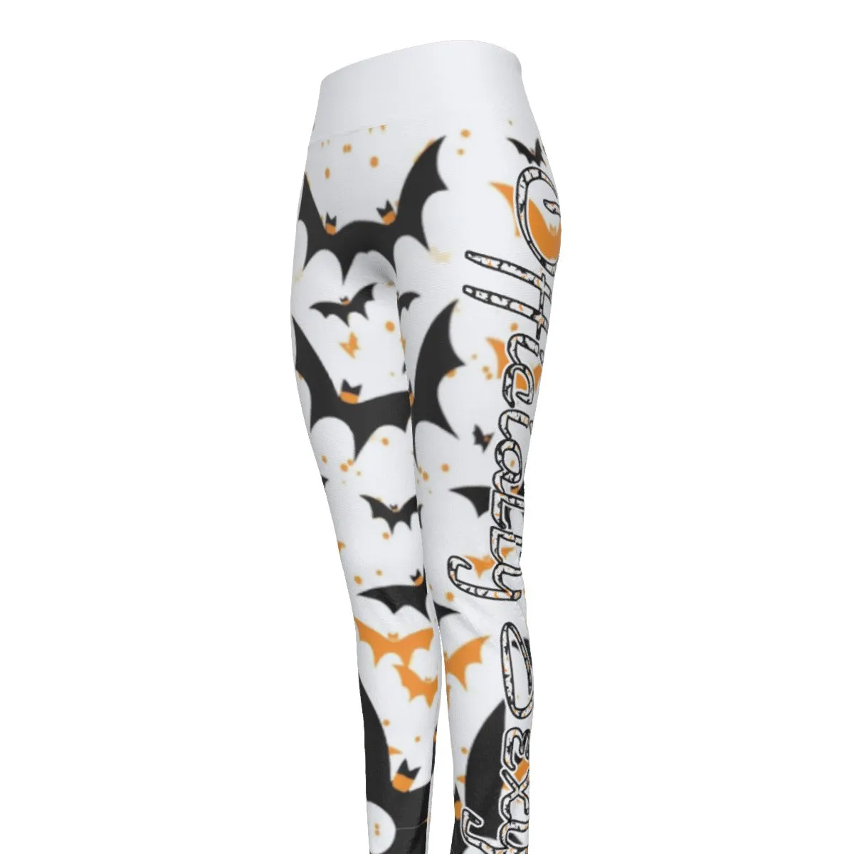 All Officially Sexy Halloween Collection Black and Orange Bats Women's High Waist Legging #2s