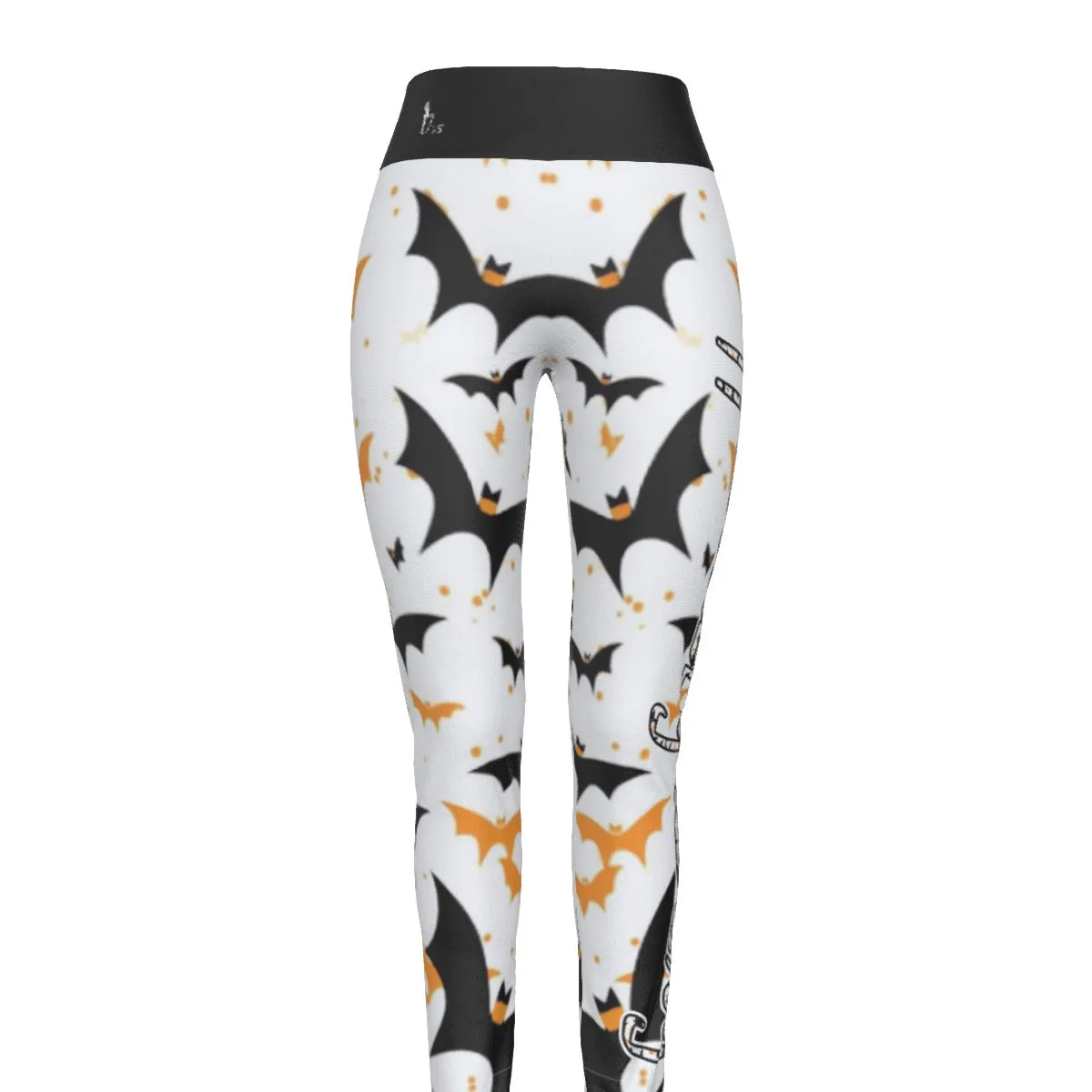 All Officially Sexy Halloween Collection Black and Orange Bats Women's High Waist Legging #2s
