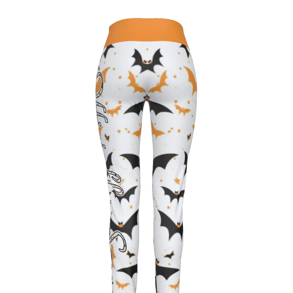 All Officially Sexy Halloween Collection Black and Orange Bats Women's High Waist Legging #2s