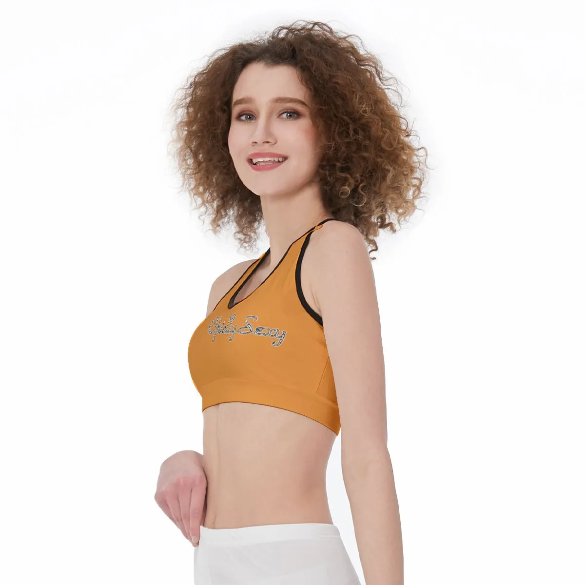 All Officially Sexy Halloween Collection Black and Orange Bats Women's Sports Bra #3