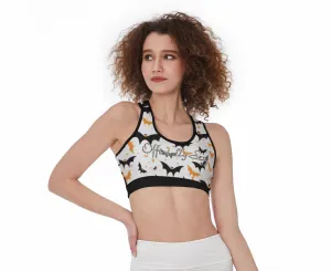 All Officially Sexy Halloween Collection Black and Orange Bats Women's Sports Bra #3