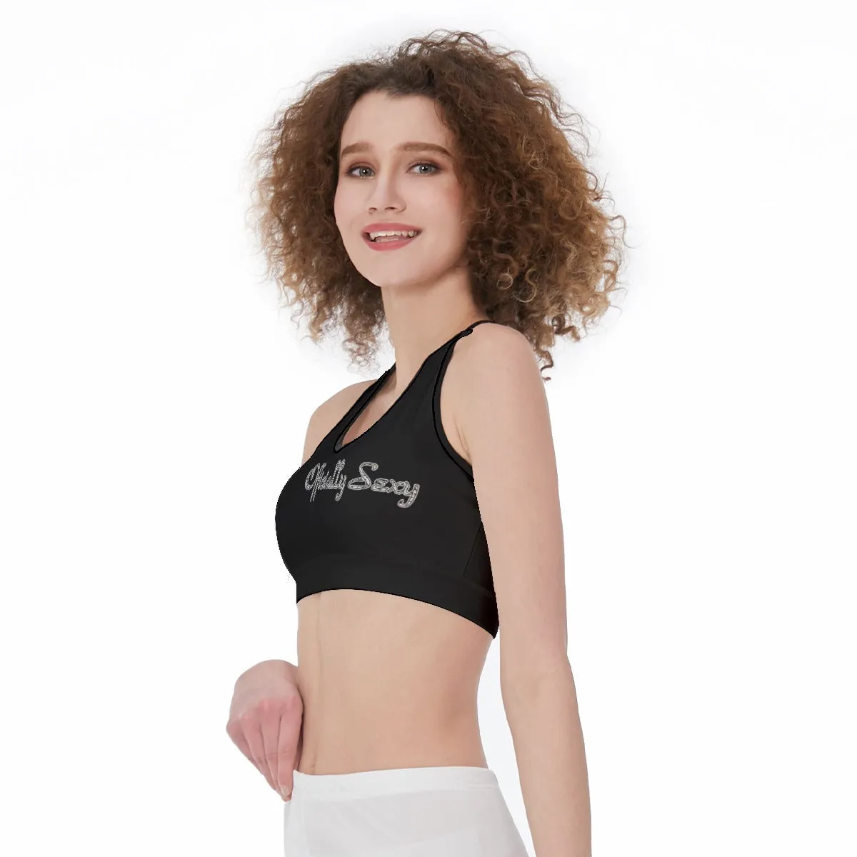 All Officially Sexy Halloween Collection Black and Orange Bats Women's Sports Bra #3