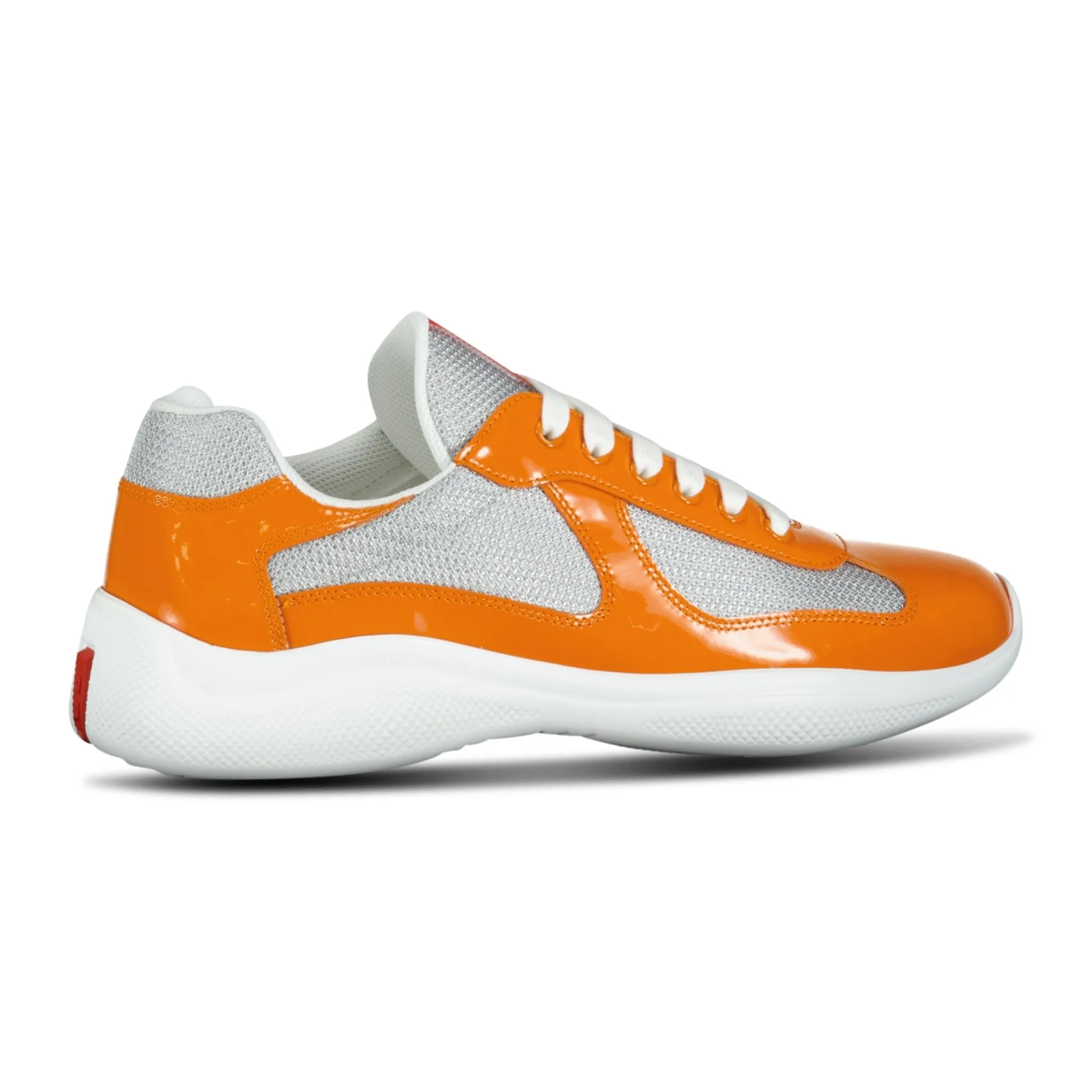 Americas Cup Mesh Trainers in Patent Orange