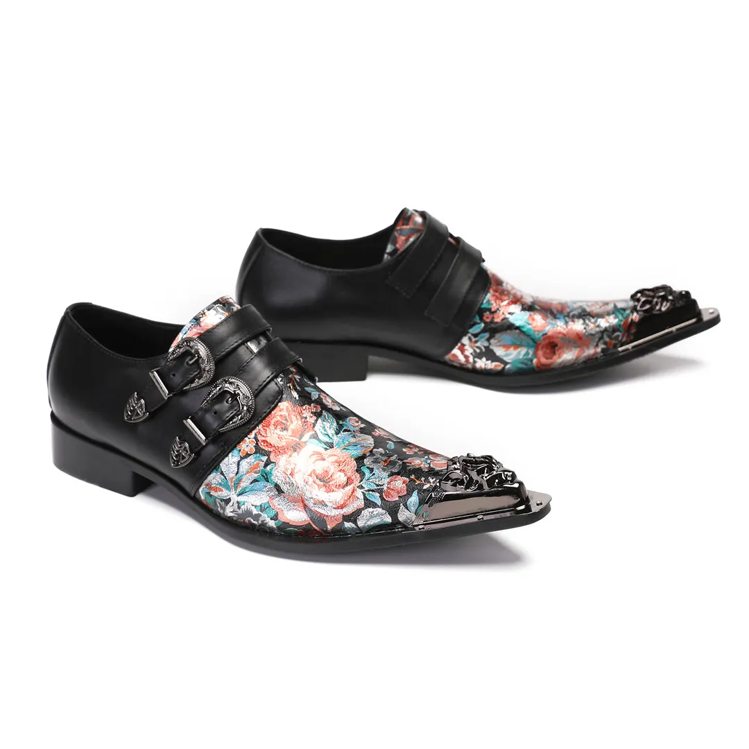 AOMISHOES™  Arcobaleno Floral Metal Tip Shoes 9189