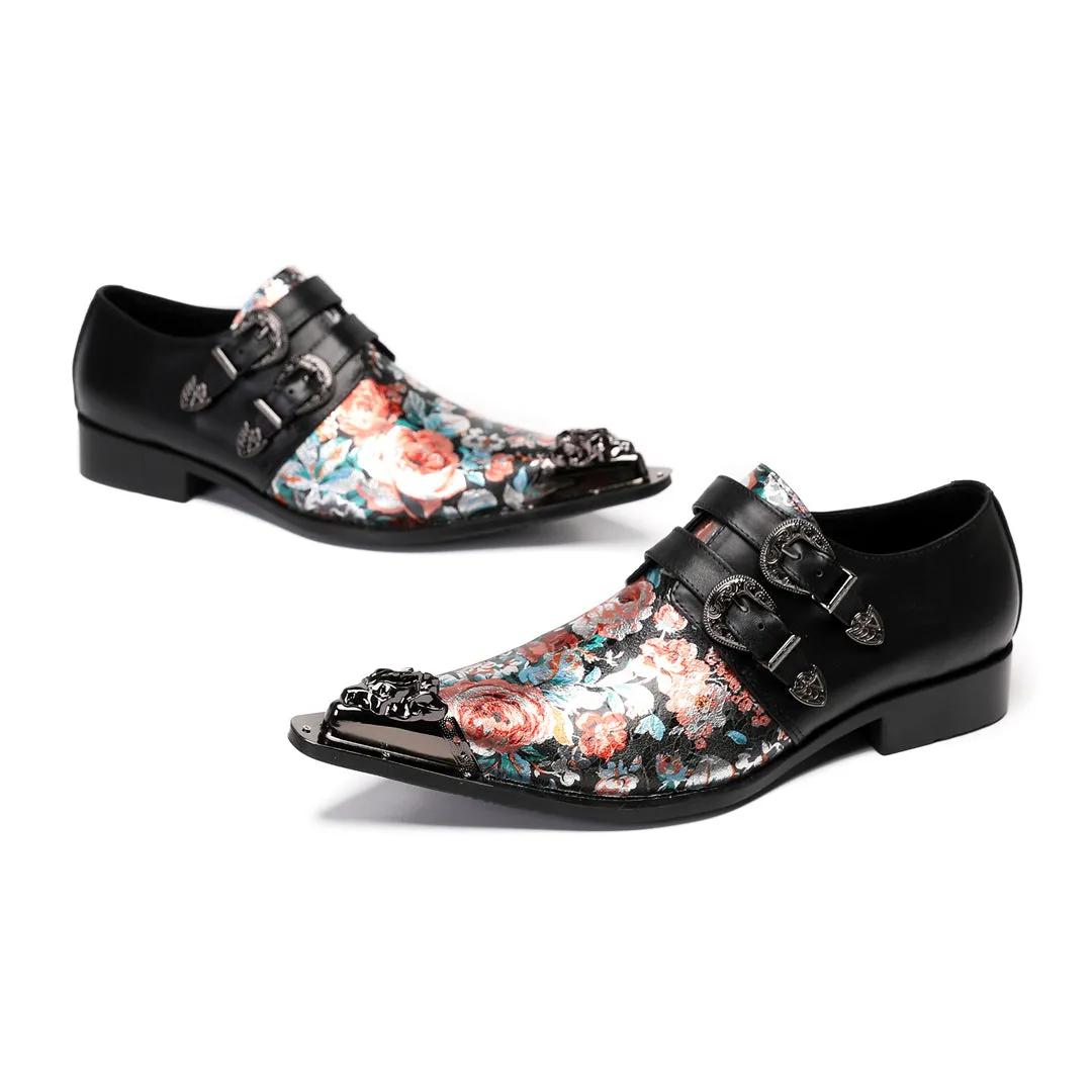 AOMISHOES™  Arcobaleno Floral Metal Tip Shoes 9189