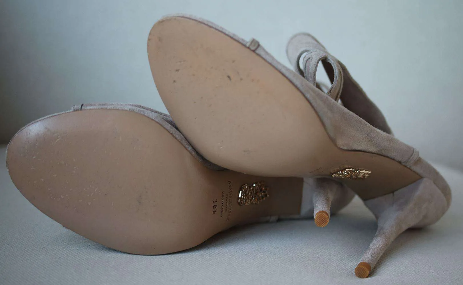 AQUAZZURA SEXY THING CUTOUT SUEDE SANDALS EU 38.5 UK 5.5 US 8.5