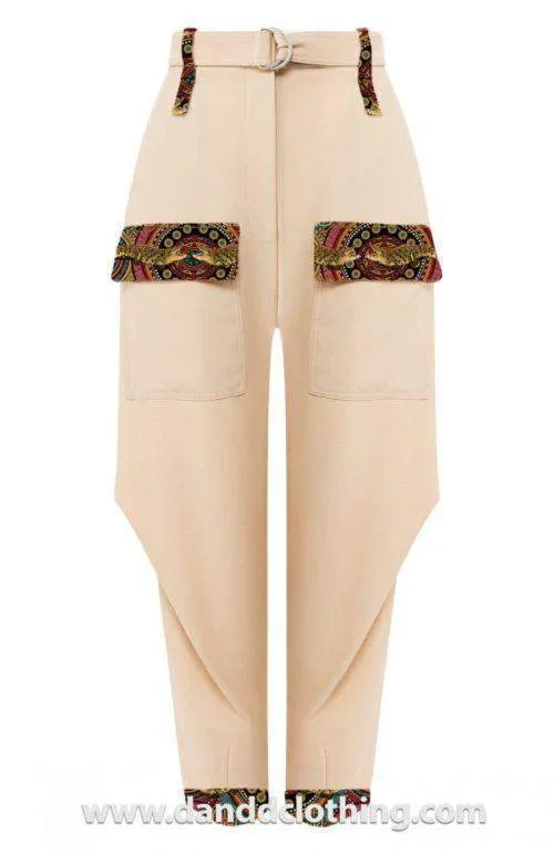Beige African Pants Streetstyle