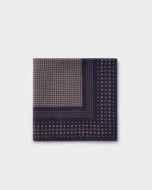Blue Houndstooth Polkadot Overlay Silk Pocket Square