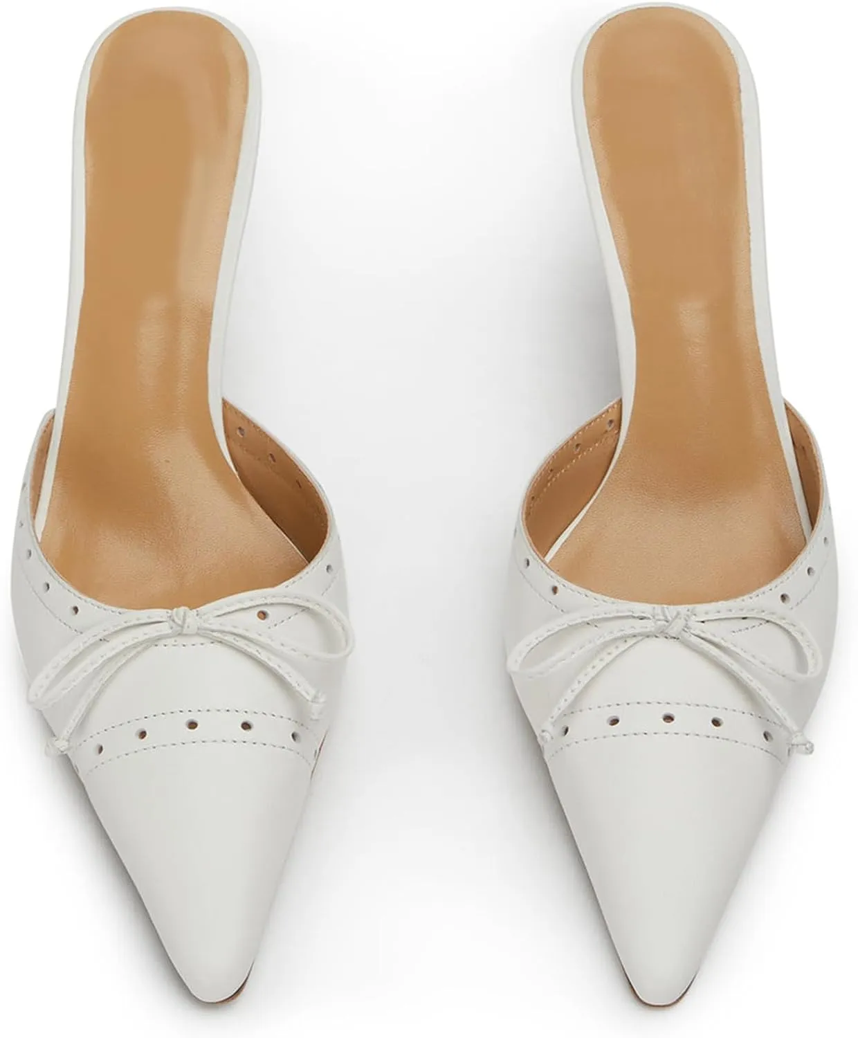 Bow Tie Heeled Mules for Women Slip On Pumps Shoes Backless Stiletto High Heels Pointed Toe Dress Slide Sandals