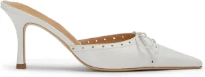 Bow Tie Heeled Mules for Women Slip On Pumps Shoes Backless Stiletto High Heels Pointed Toe Dress Slide Sandals