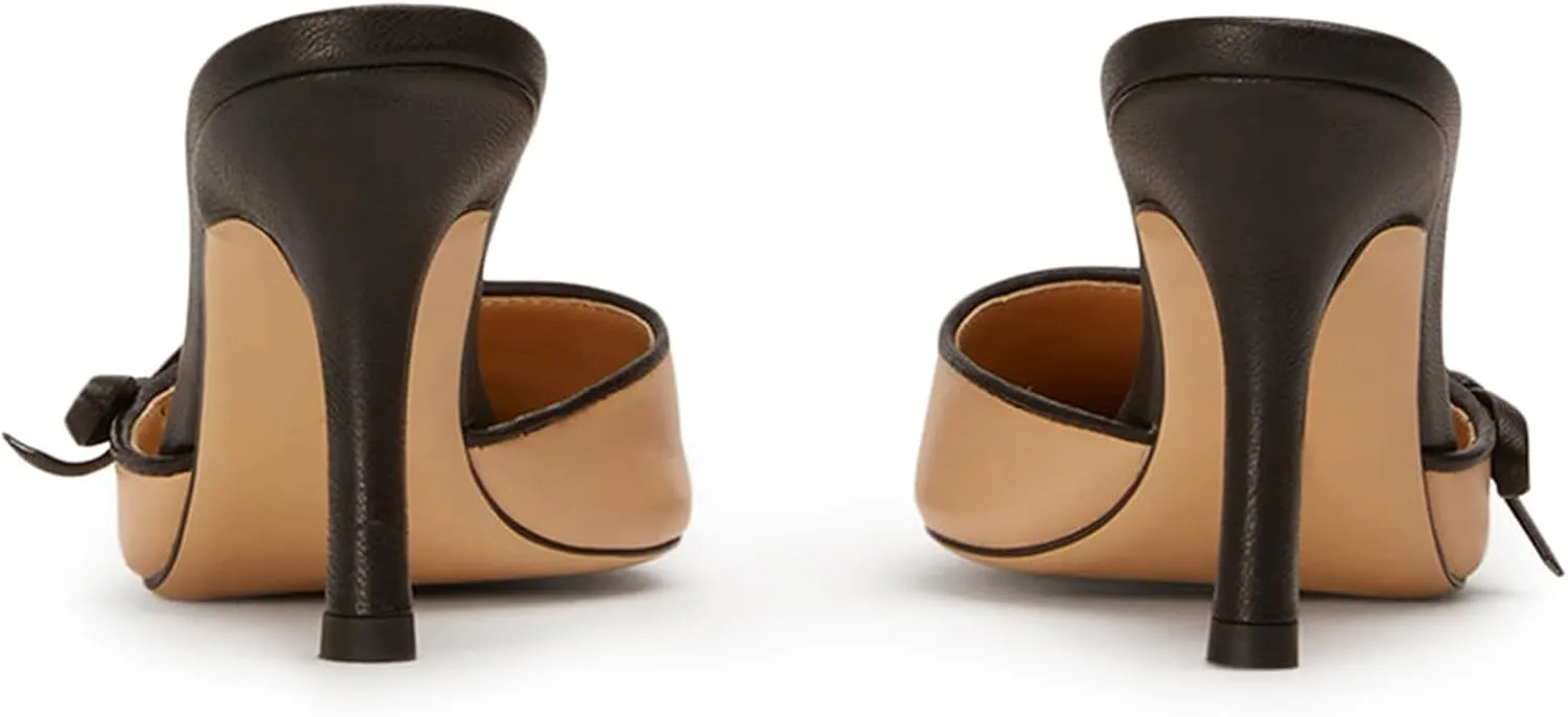 Bow Tie Heeled Mules for Women Slip On Pumps Shoes Backless Stiletto High Heels Pointed Toe Dress Slide Sandals