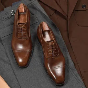 Brown Leather Zamora Brogue Toe Cap Oxford Shoes - AW24