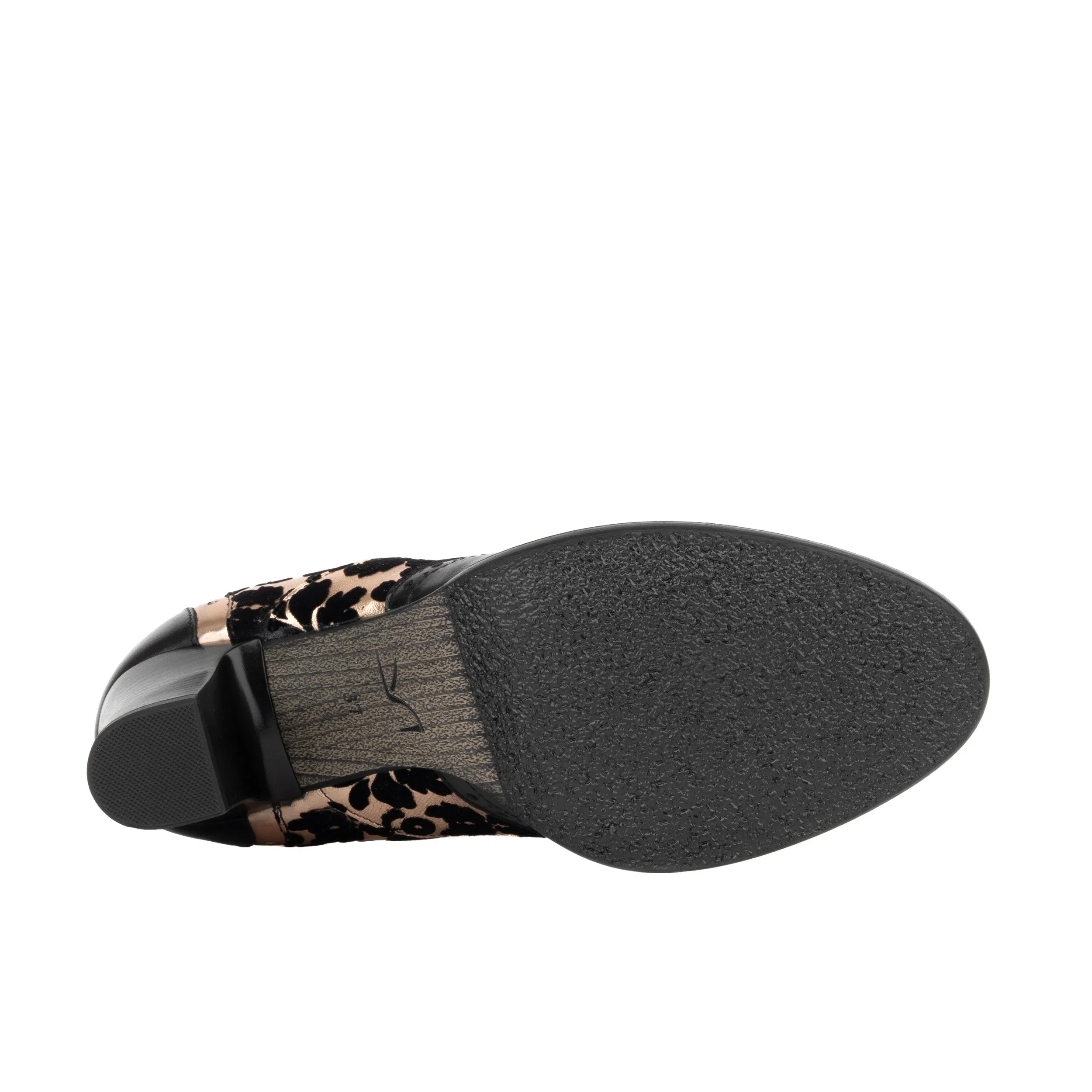 Casino - Black Rose Gold - Women's leather 3 inch heel oxford pump with broguing