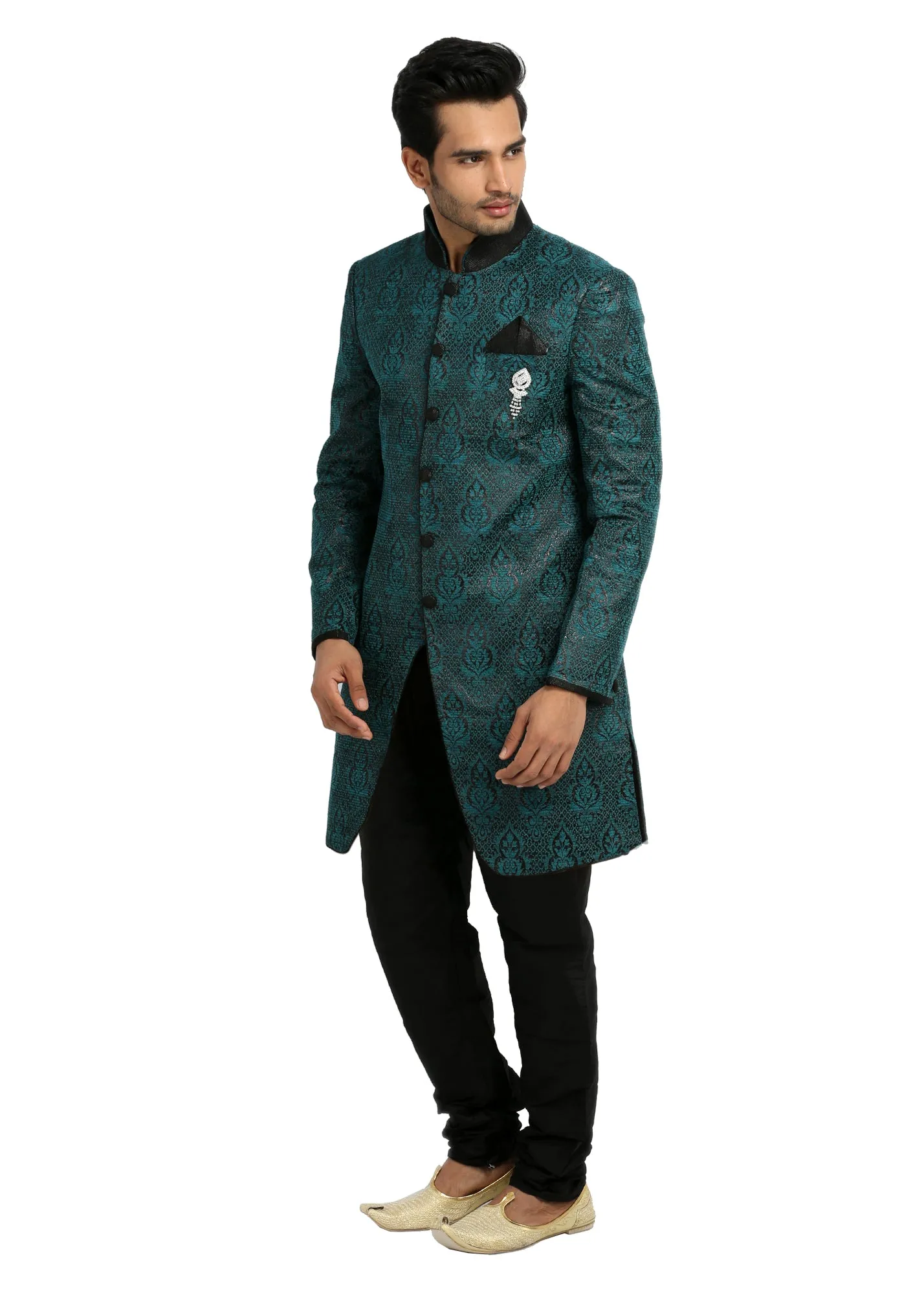Cerulean Blue Indowestern Sherwani for Men