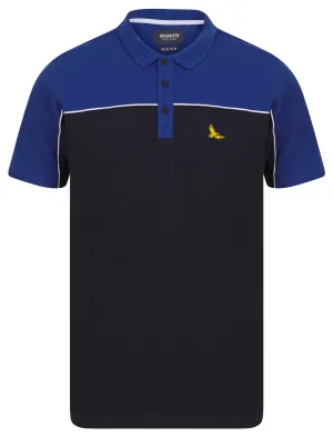 Chads Colour Block Pique Polo Shirt in True Blue - Kensington Eastside