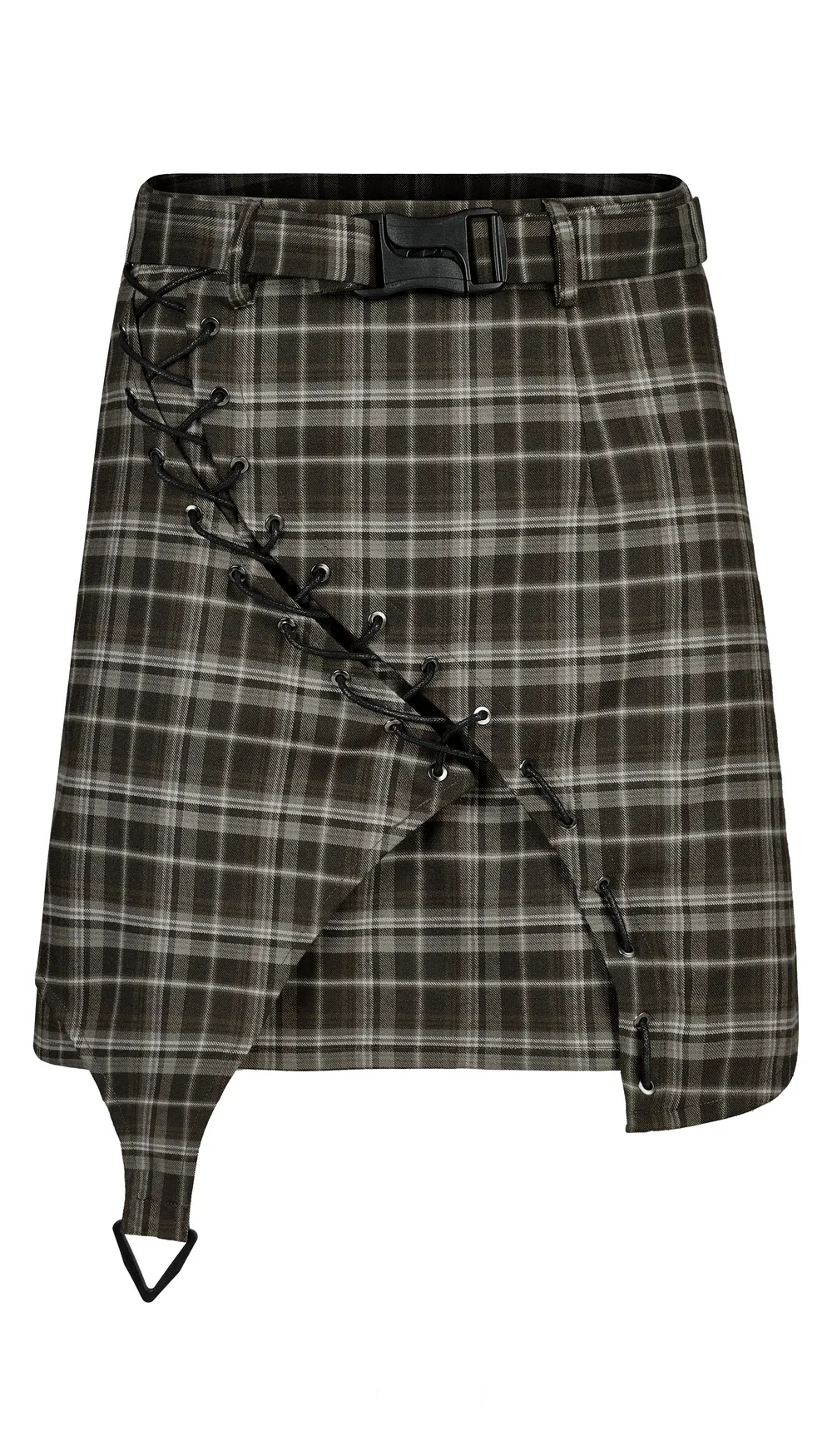 Chic Asymmetric Plaid Mini Skirt with Punk Detail