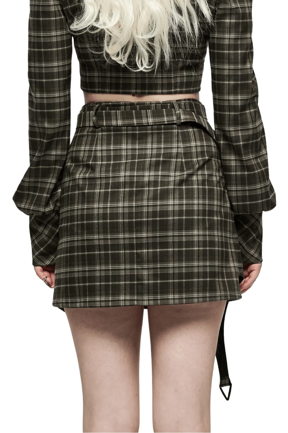 Chic Asymmetric Plaid Mini Skirt with Punk Detail