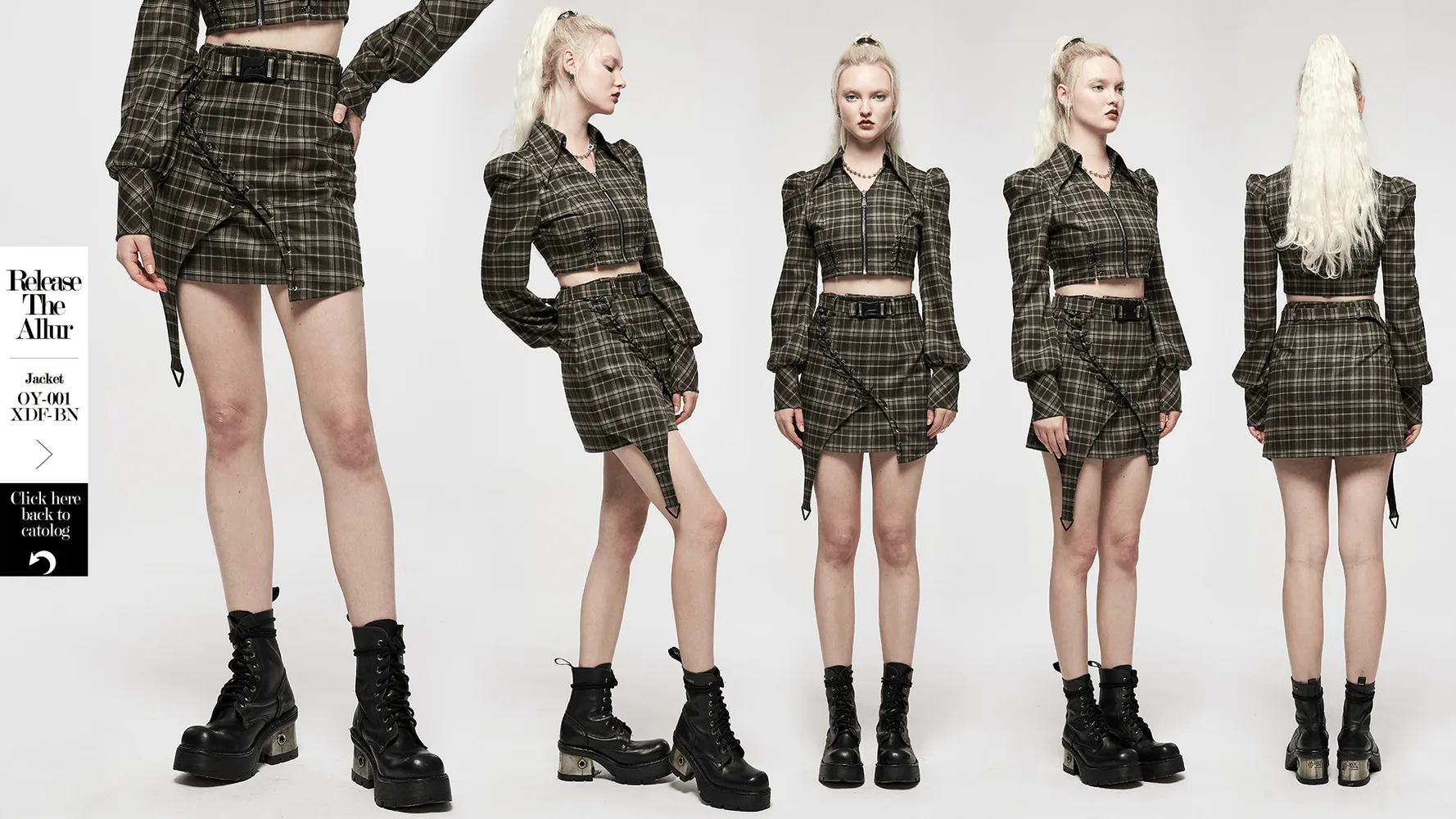 Chic Asymmetric Plaid Mini Skirt with Punk Detail
