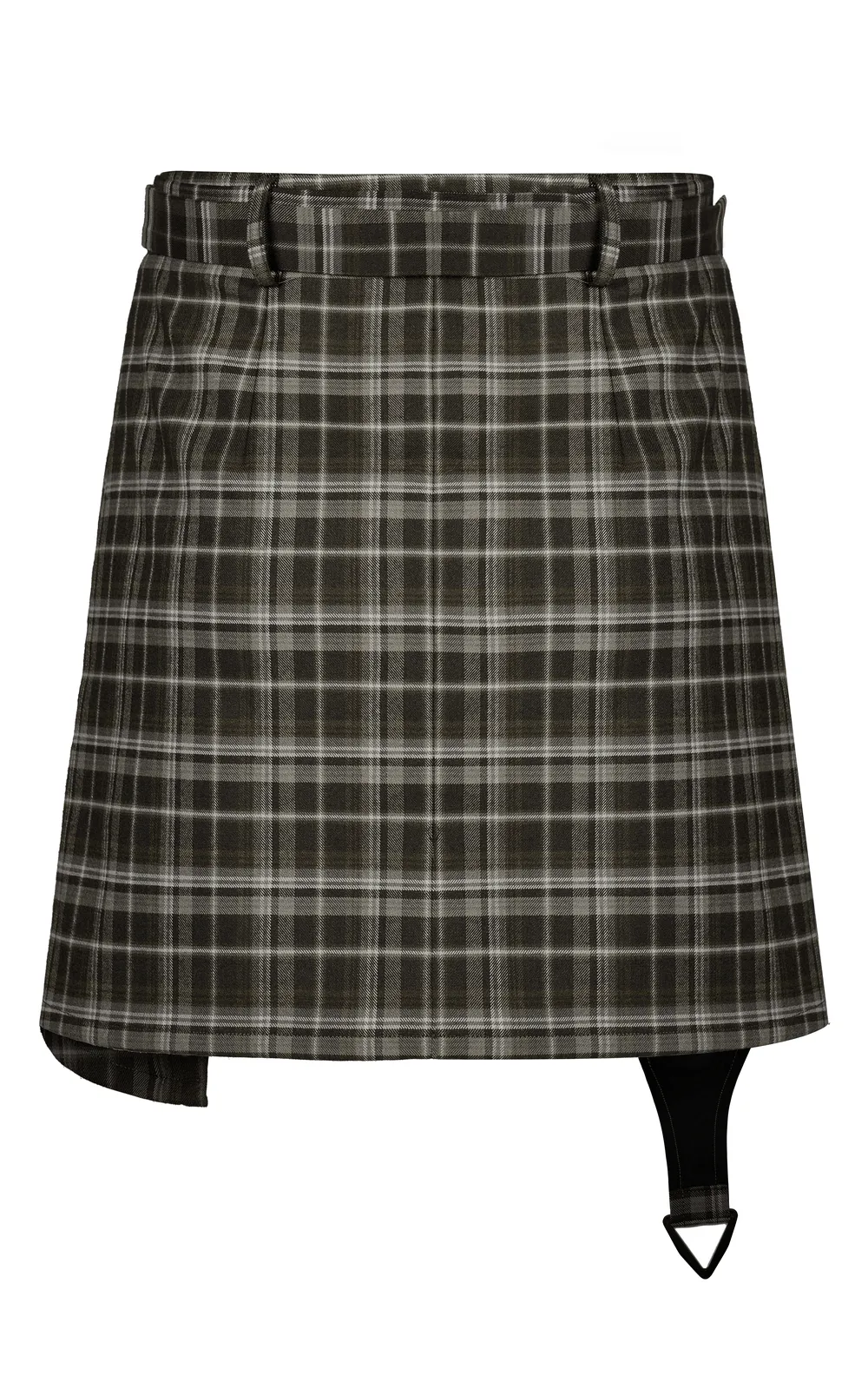 Chic Asymmetric Plaid Mini Skirt with Punk Detail