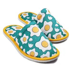 Chochili Men Egg Home Slippers Green Yellow Lightweight Silent Walk Size 8 to 10