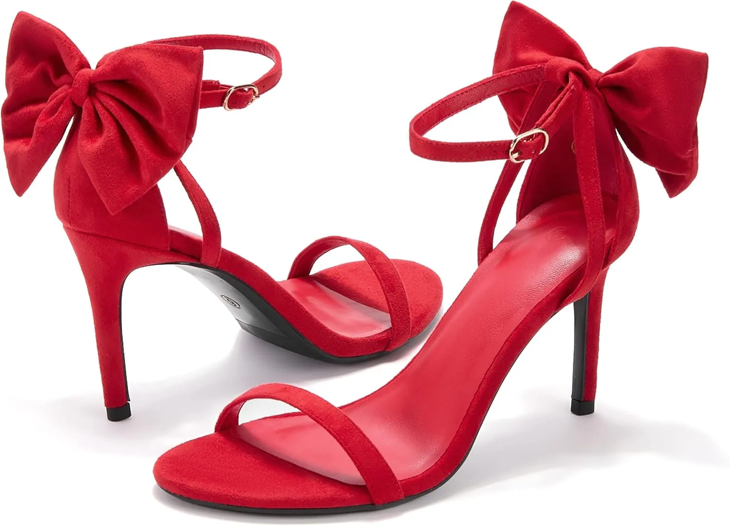 Coutgo Womens Ankle Strap High Heels Open Toe Stiletto Bow Tie Knot Heeled Sandals Fashion Wedding Dress Pump Shoes