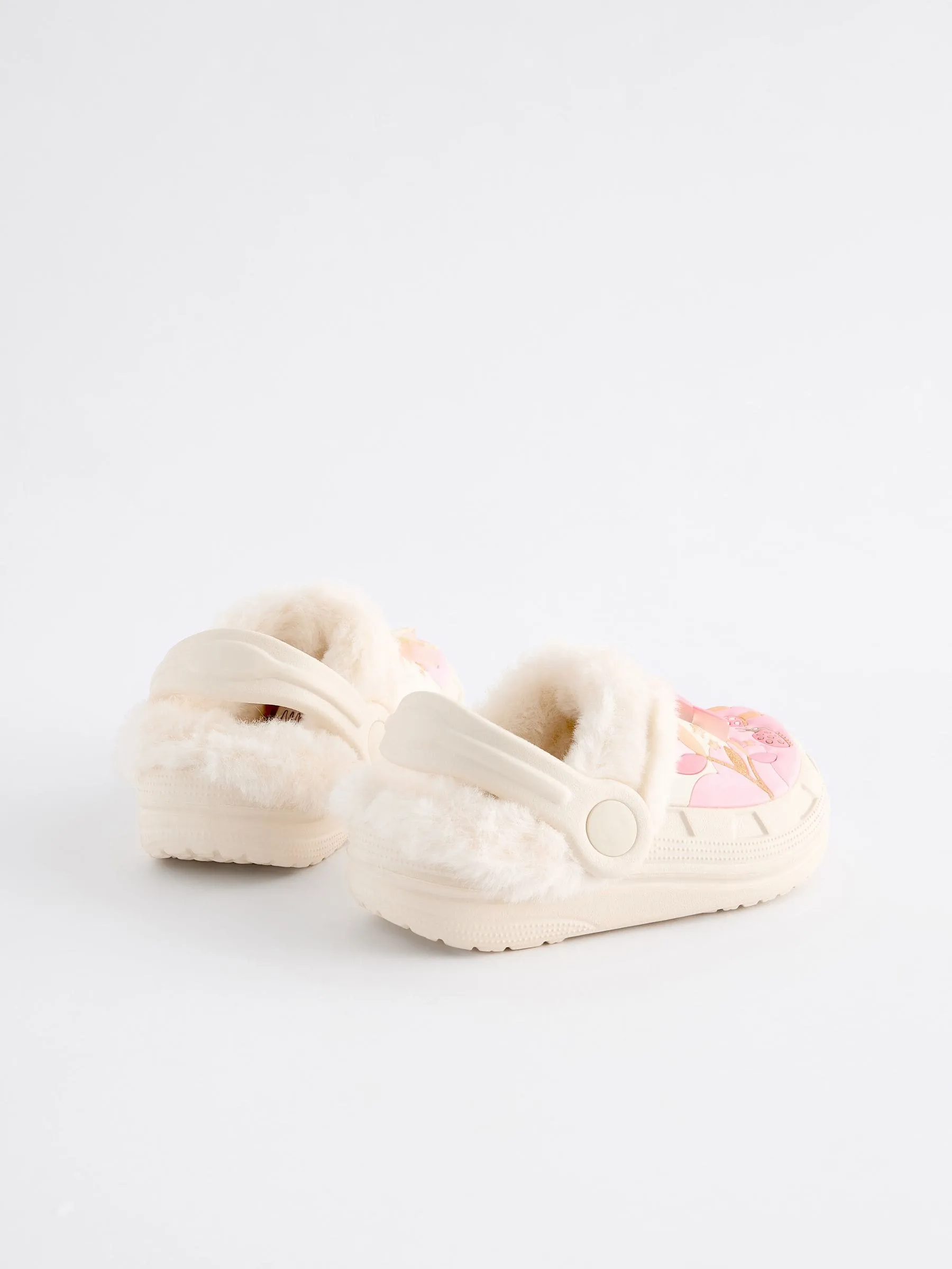 Cream Faux Fur Lined Clog Slippers