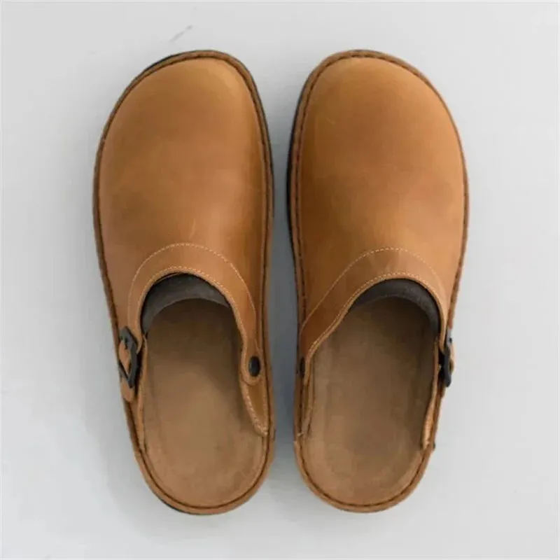 Deno | Orthopaedic Leather Slippers For Men With Arch Support