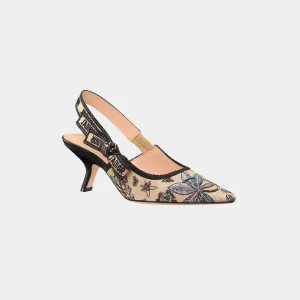 Dior JAdior Slingback Pump Heels Natural Raffia with Multicolor
