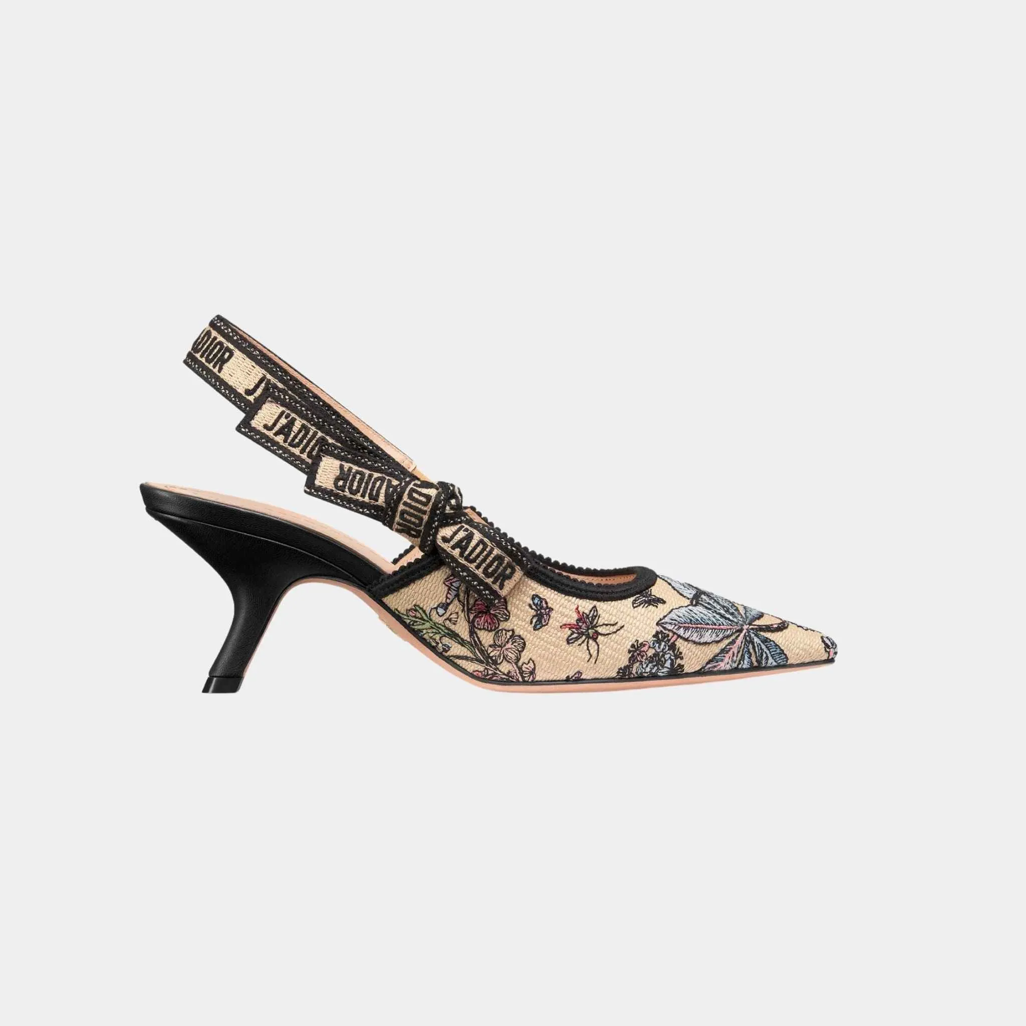 Dior JAdior Slingback Pump Heels Natural Raffia with Multicolor