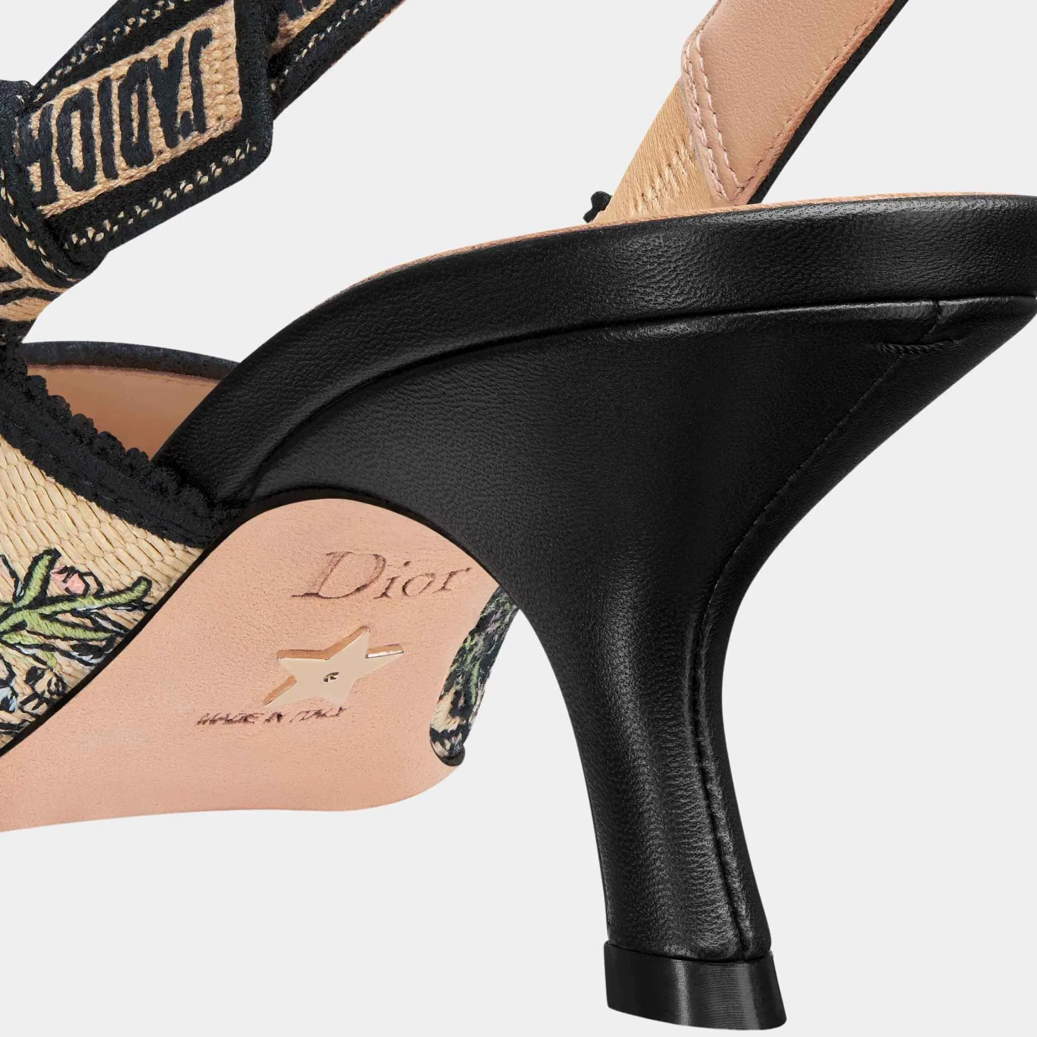 Dior JAdior Slingback Pump Heels Natural Raffia with Multicolor