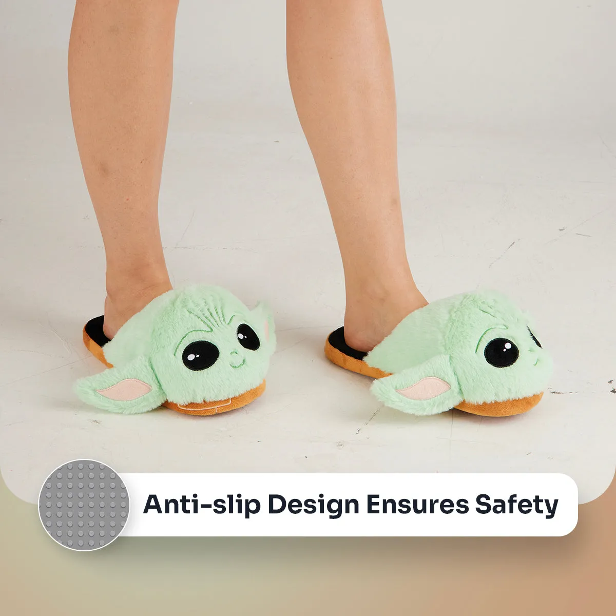 Disney Ladies Slippers,  Fluffy Indoor House Shoes - Baby Yoda