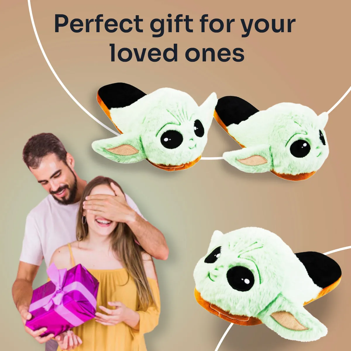 Disney Ladies Slippers,  Fluffy Indoor House Shoes - Baby Yoda