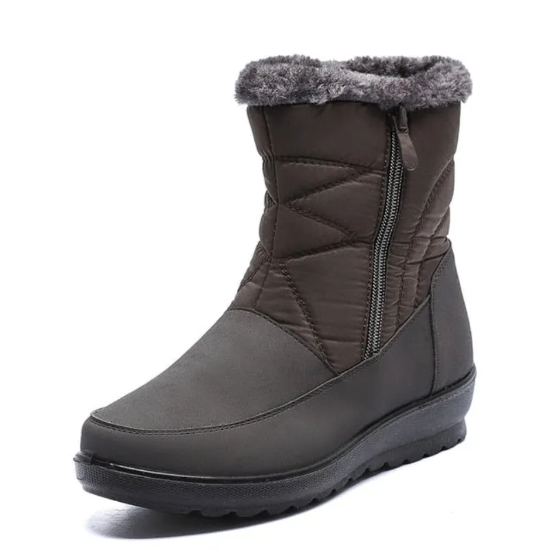 Dyavor Women Waterproof Fur Boots Zipper Thick Sole Orthopedic Shoes