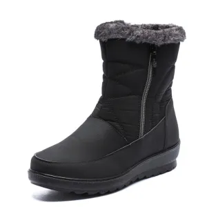 Dyavor Women Waterproof Fur Boots Zipper Thick Sole Orthopedic Shoes