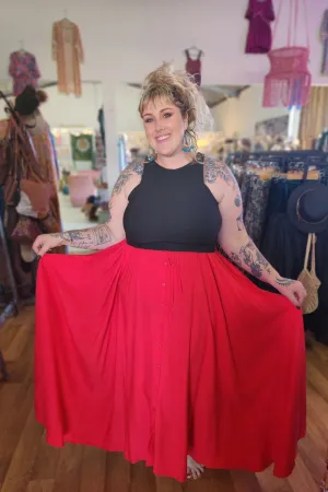 Fae Maxi Skirt - Coral Red