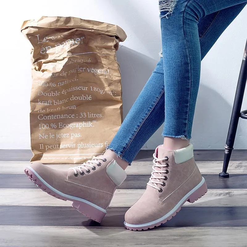 Flat Heel Fashion Combat Boots