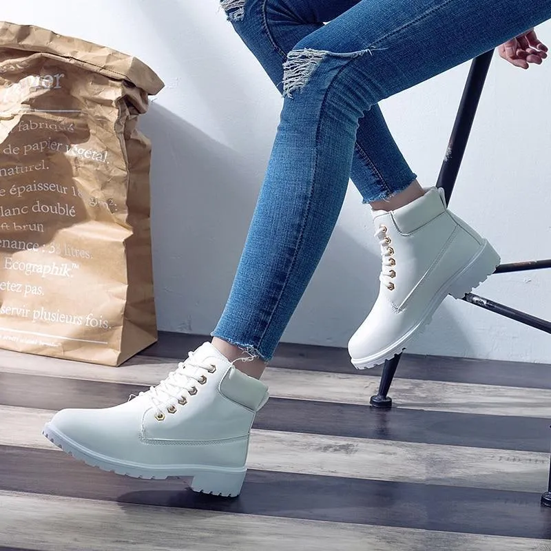 Flat Heel Fashion Combat Boots