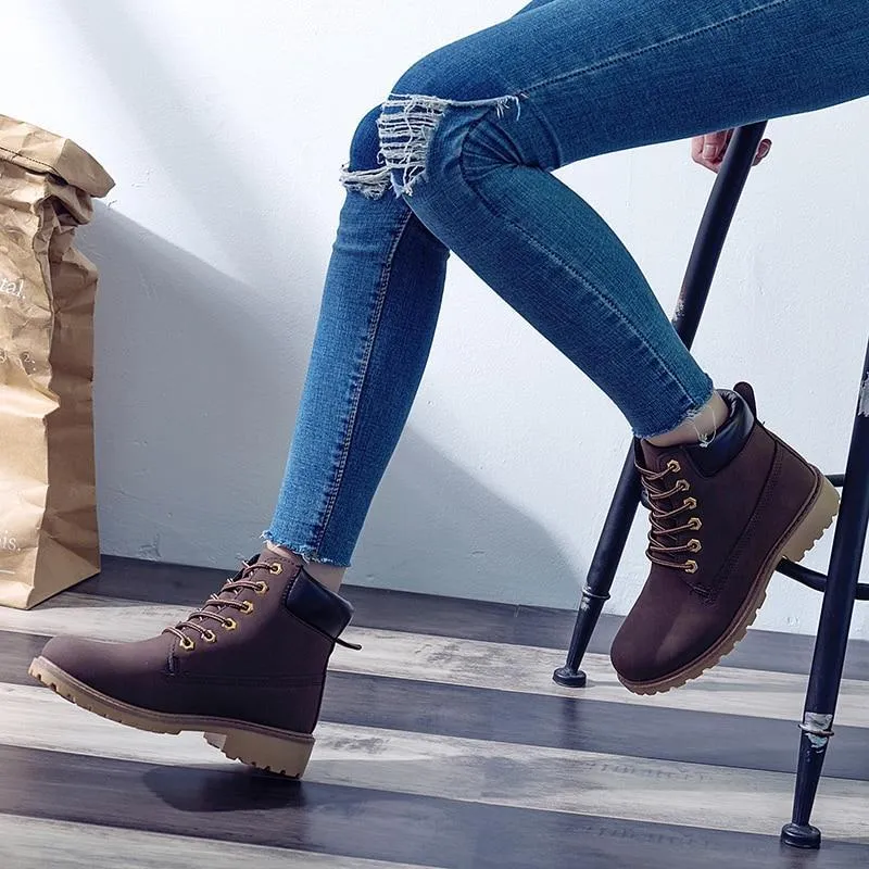 Flat Heel Fashion Combat Boots