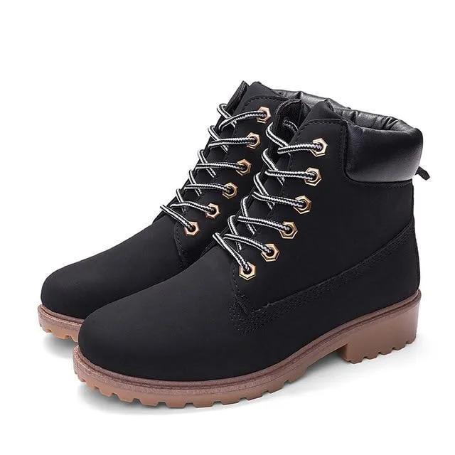 Flat Heel Fashion Combat Boots