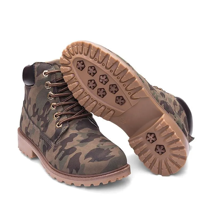 Flat Heel Fashion Combat Boots