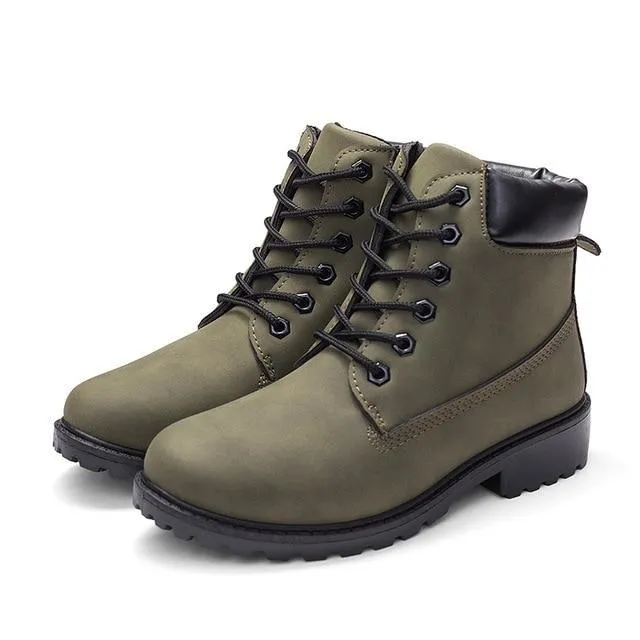 Flat Heel Fashion Combat Boots