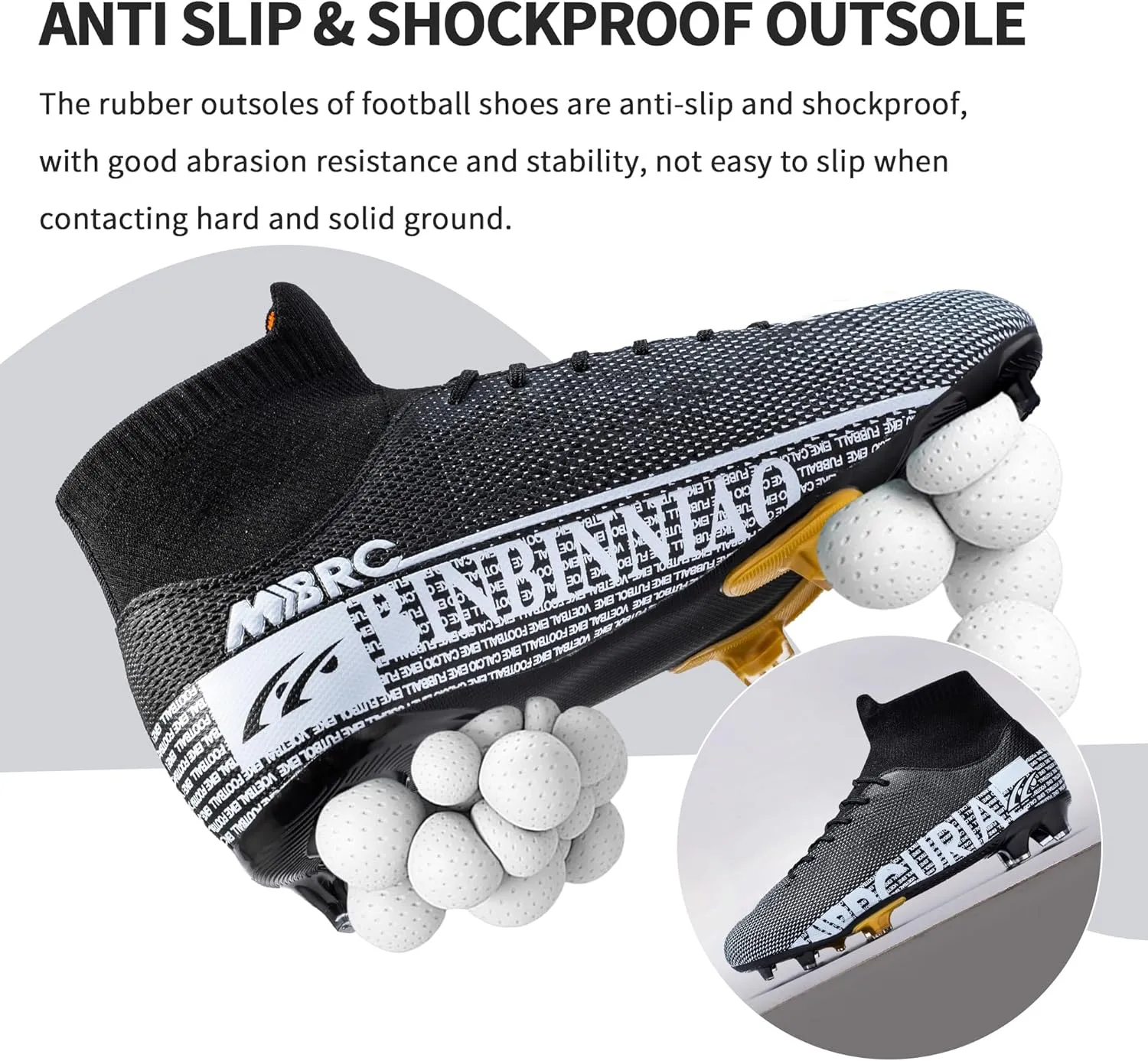 Football Cleats Men, Indoor Outdoor High Top Soccer Shoes Lightweight Shock Resistant Training Boots Breathable Professional Turf Shoes Sport Athletic Ground Football Boots FG Soccer Cleats for Men